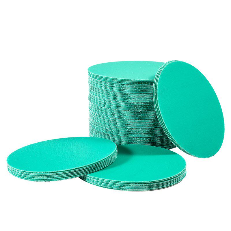 圆盘干磨砂纸砂皮 聚酯薄膜汽车打磨水磨砂纸片 5寸绿砂植绒砂纸