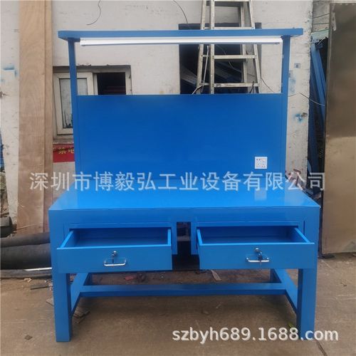 模具装配钳工台 重型车间带挂板维修桌 钢板工作台虎钳实训工作桌