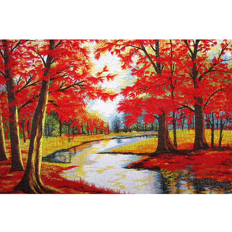 阳光树木森林风景画红枫林红枫树叶装饰画鸿运当头客厅背景墙贴画图片