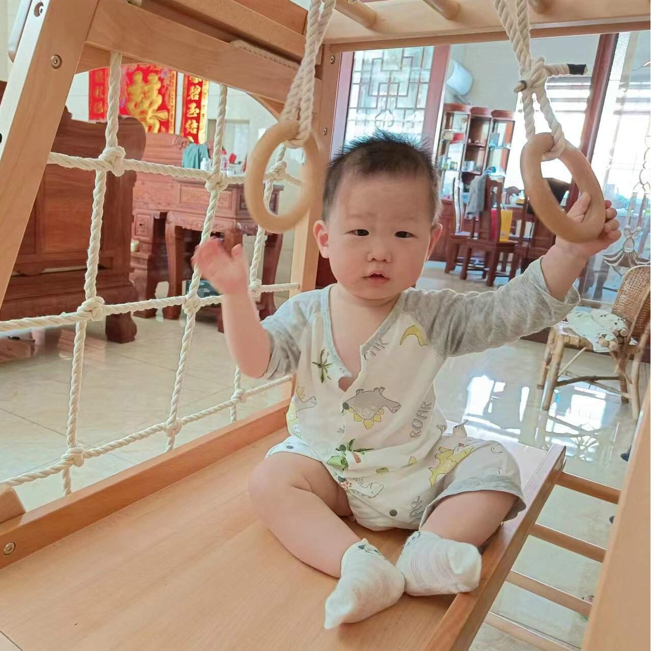 儿童木质攀爬架幼儿园室内玩具儿童滑梯秋千吊环小型游乐场家用