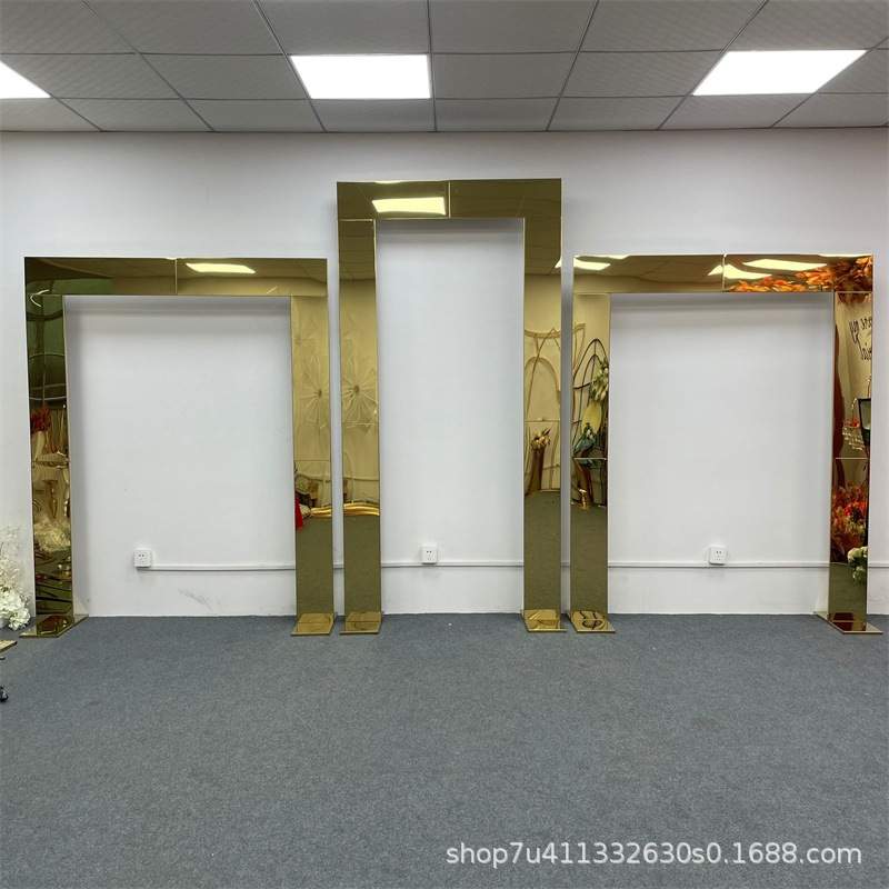 新款镀金背景架婚庆铁艺道具户外婚礼装饰不锈钢架子屏风指示牌