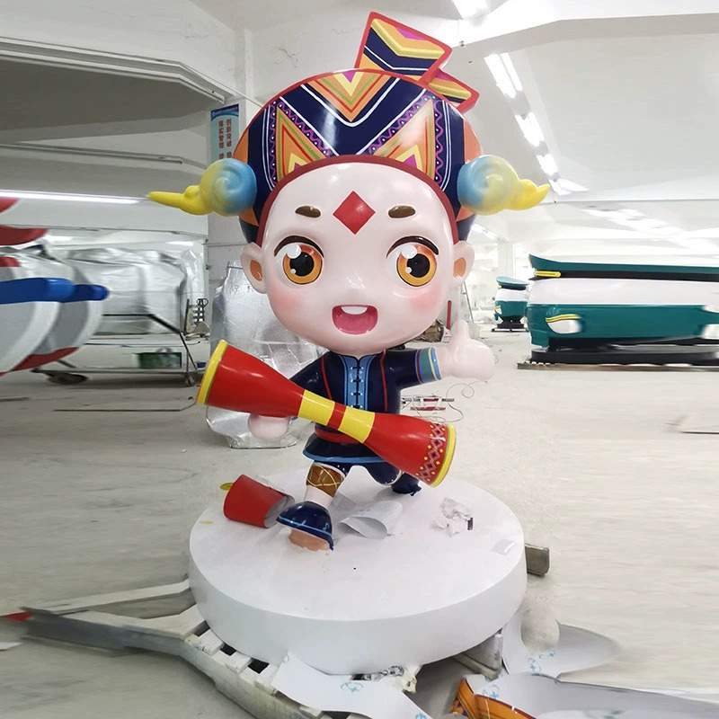 玻璃钢卡通少数苗族人物树脂泡沫浮雕大型IP动物工艺品