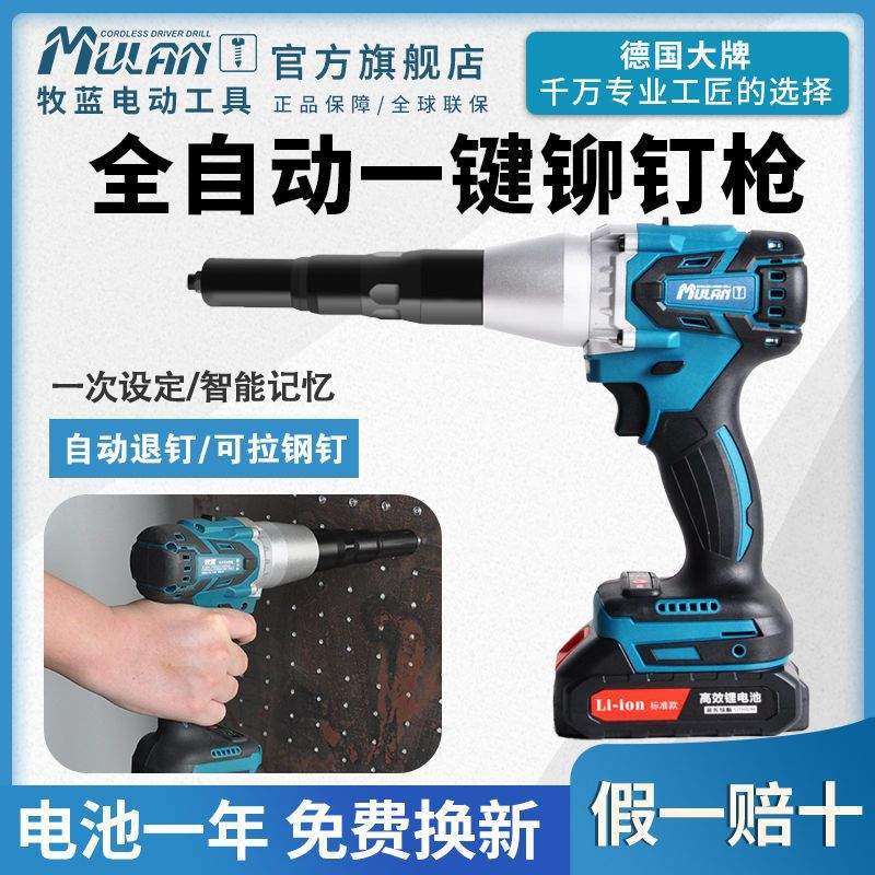 德国充电电动铆钉枪拉铆抢钉转换头卯钉抢锂电抽芯机无刷拉铆直销