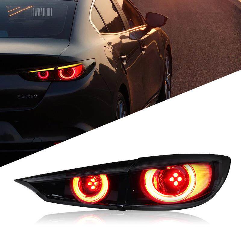 适用于马自达3昂克赛拉尾灯总成改装熏黑LED跑马流光转向灯Axela