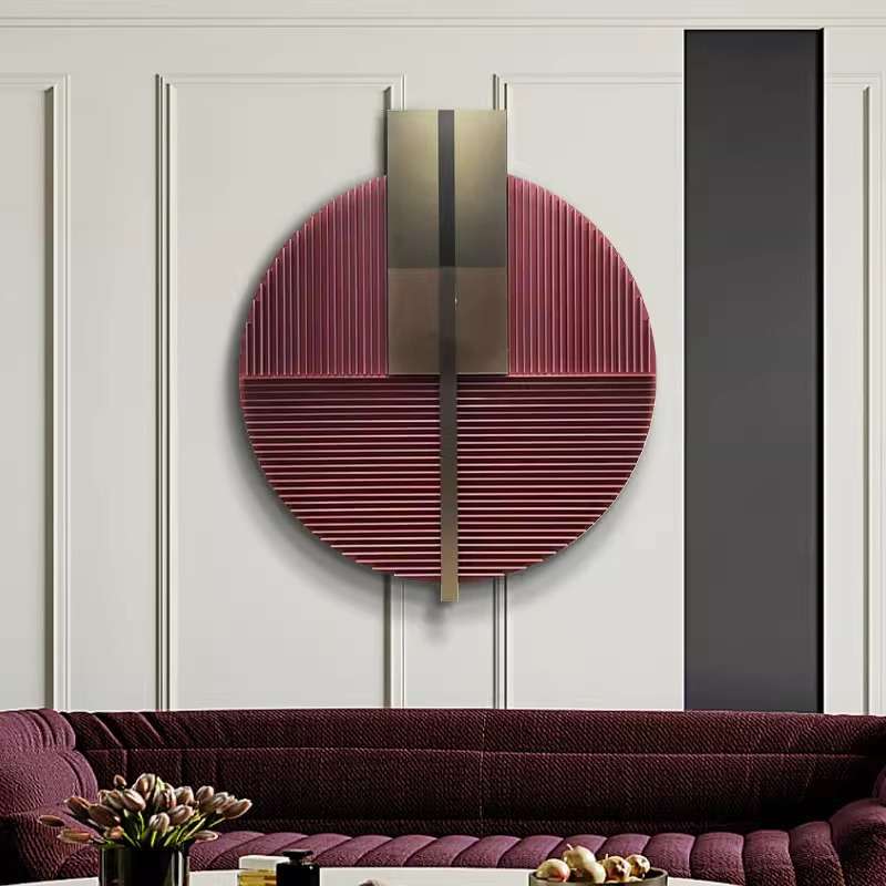 圆形奶油风客厅餐厅挂画玄关装饰画小众艺术轻奢意式现代极简壁画图片