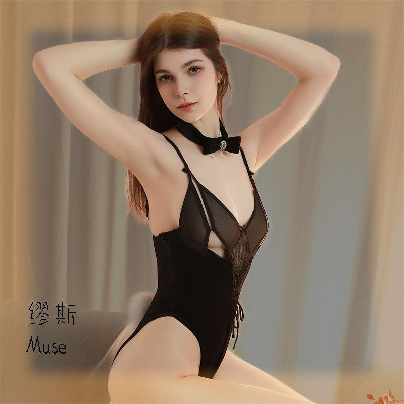 原创内衣性感黑色兔女郎纯欲制服文胸