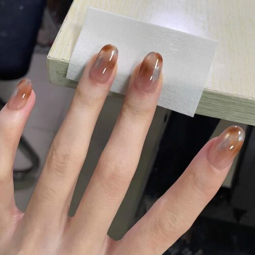 水彩渐变穿戴甲短款高级感