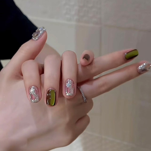 猫眼翡翠绿手工穿戴甲