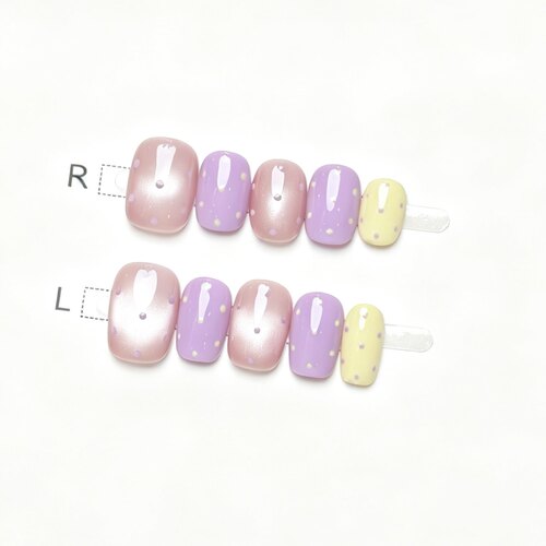 COLORHER紫色波点短款穿戴甲