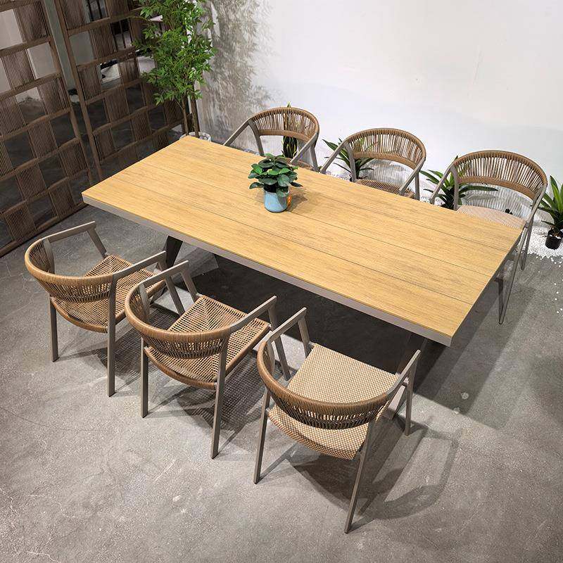 网红腾编桌椅现代桌椅阳台家用茶台金属茶桌露天单人背椅客厅家具