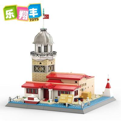 万格5229土耳其少女塔模型男女孩益智拼装建筑小颗粒积木玩具