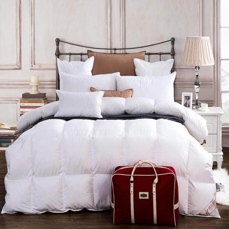 贡缎羽绒被95白鹅绒保暖加厚纯棉被芯被子单双人冬季被