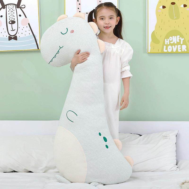 新款卡通动物抱枕毛绒玩具纯棉恐龙长条抱枕儿童安抚夹腿靠垫