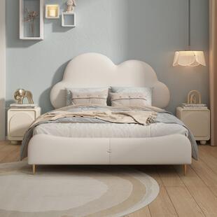 MGB73-2齐边不齐尾儿童云朵床公主床女孩卧室小户型1米2奶油风男