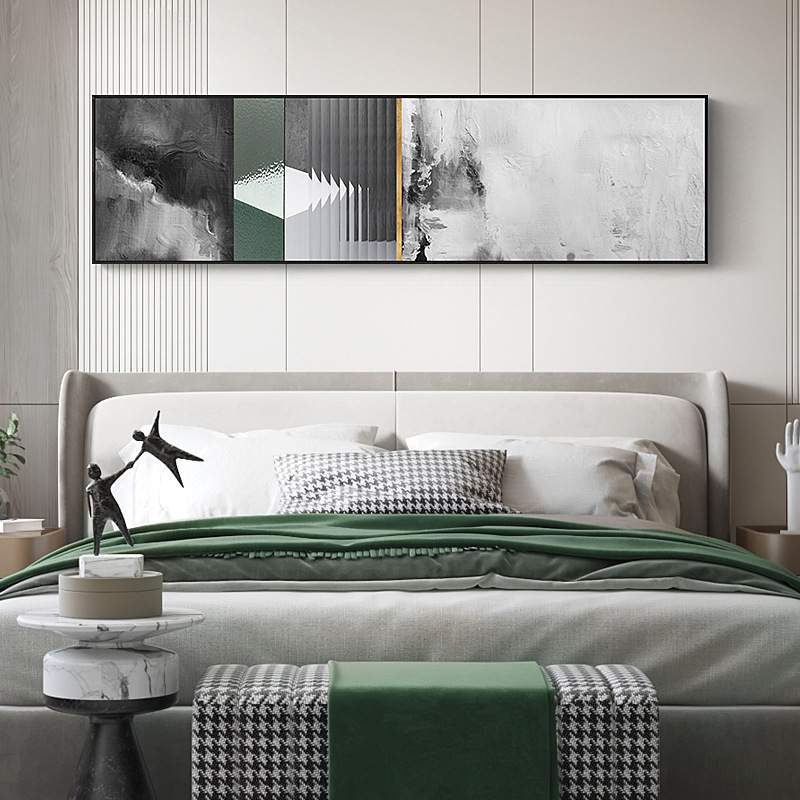 简约客厅装饰画主卧床头卧室墙画晶瓷艺术挂画抽象绿色壁画北欧图片