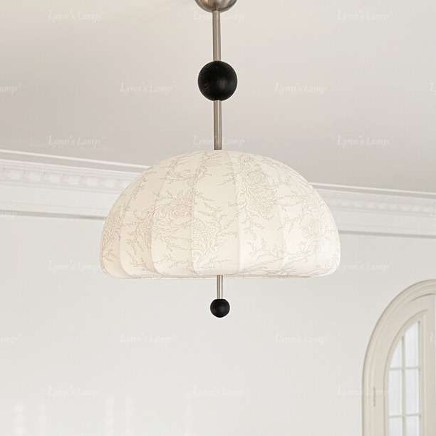 Lynn's立意 法式花纹布艺吊灯 白蜡木卧室少女餐厅中古南洋风灯具