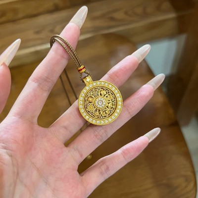 卡纯诗沙金仿真金可旋转八宝罗盘吊坠女项链礼物韦雪同款镂空仿金
