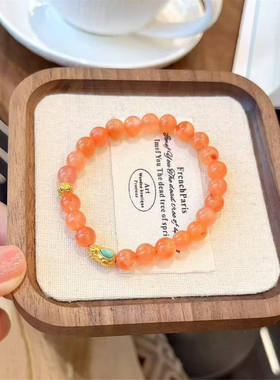 金店同款沙金仿真金南红玛瑙手链女轻奢高级感手串送女友礼物新款