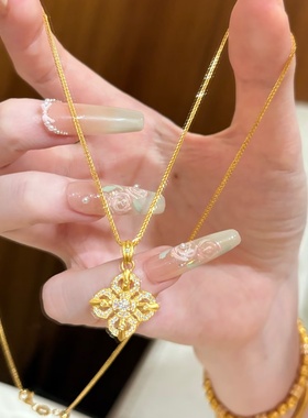 卡纯诗金店同款沙金仿真金十字金刚杵吊坠女高级感项链项坠精致