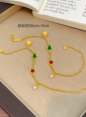 金店同款沙金仿真金福禄双全手链女新中式国风葫芦手串送女友礼物