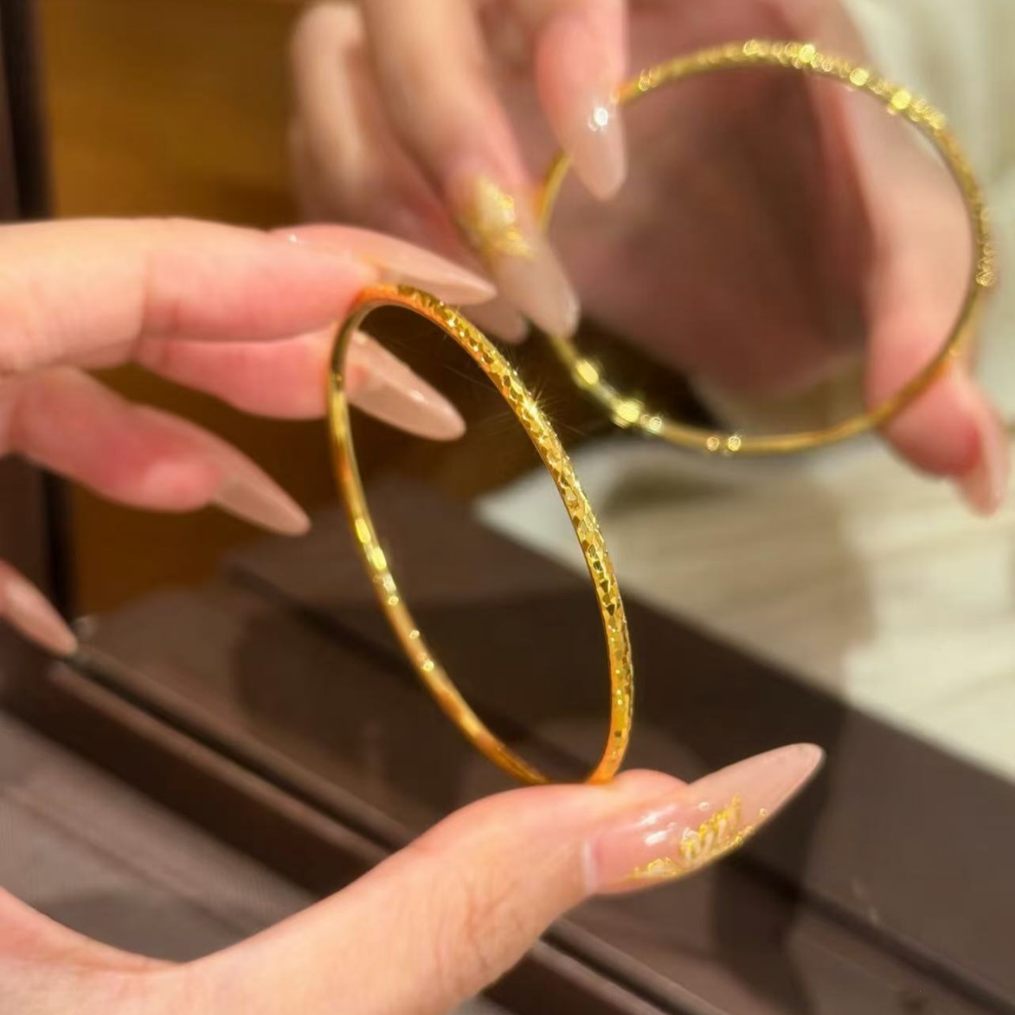 卡纯诗金店同款仿真金星光手镯繁华镯子沙金高级感手环满天星手饰