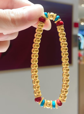 金店同款沙金仿真金老型珠手链女新款轻奢小众高级感手串送女友