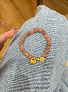 金店同款沙金仿真金小胖福太阳石手链女轻奢高级感手串送女友礼物