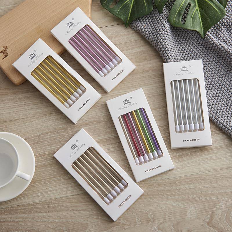 精致多色铅笔蜡生日蛋糕装饰网红创意浪漫无烟无泪镀金蜡烛套装