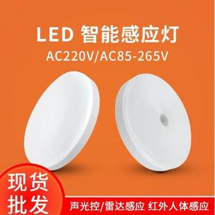 led吸顶灯声光控感应灯人体雷达智能感应LED声控楼道三防灯自动