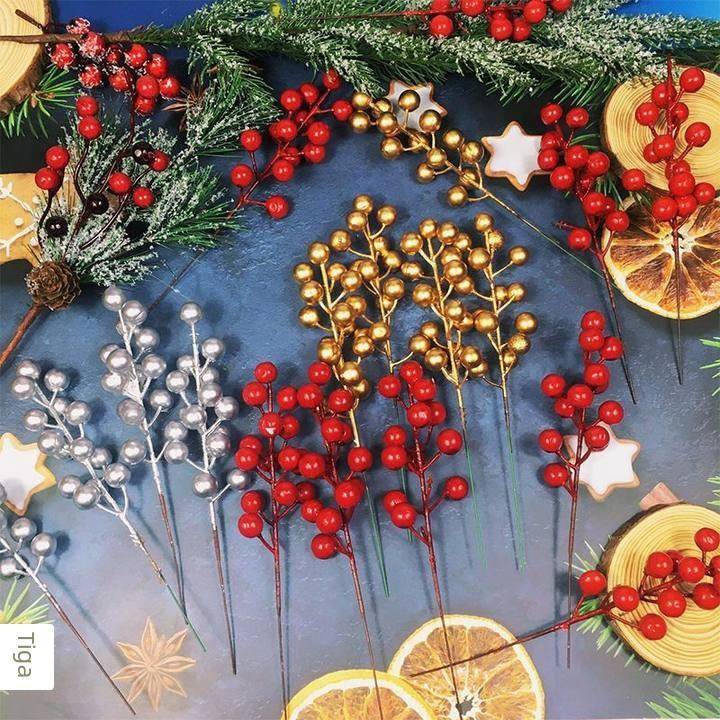 圣诞红果发财果浆果冬青果彷真花diy材料配件婚庆喜庆家居装饰花