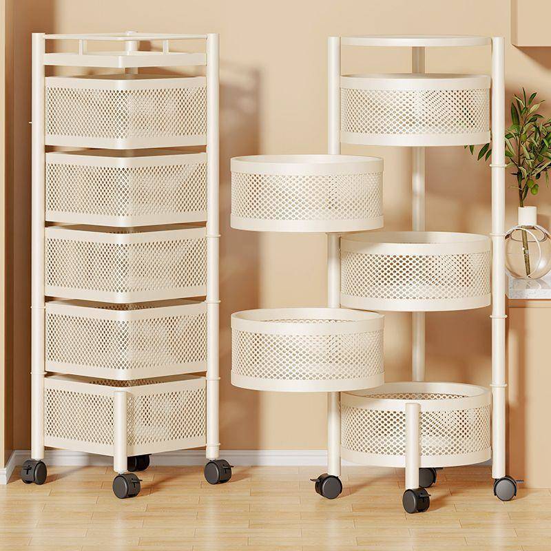 家用旋转置物架落地多层可移动收纳架冰箱夹缝方框圆形果蔬储物架