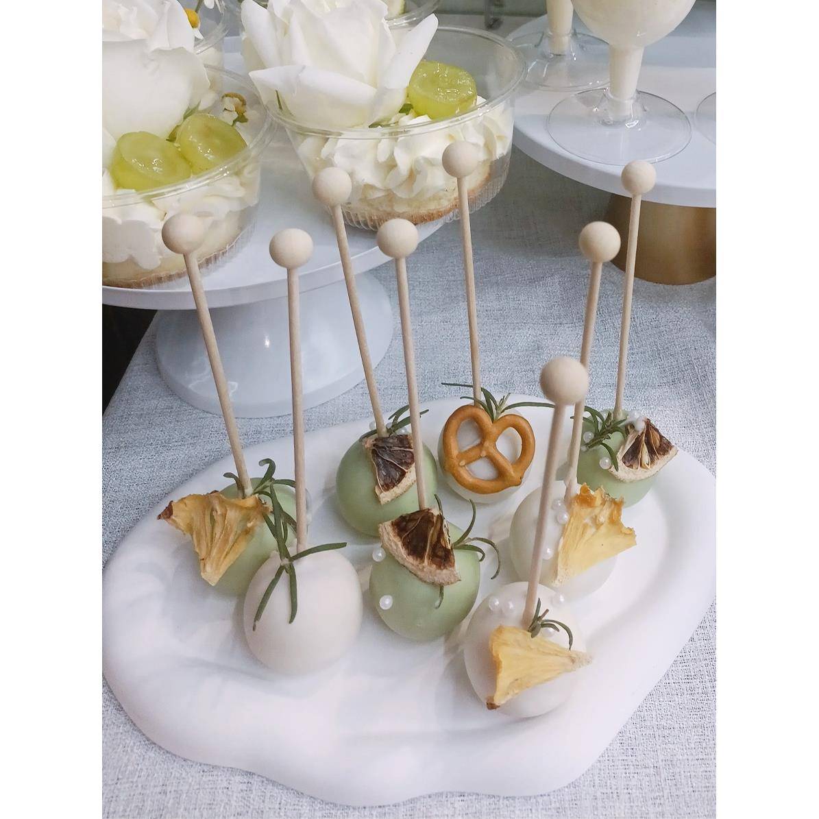 婚礼节日红色喜字搅拌圆棒插牌甜品台慕斯蛋糕装饰布丁丝带插件