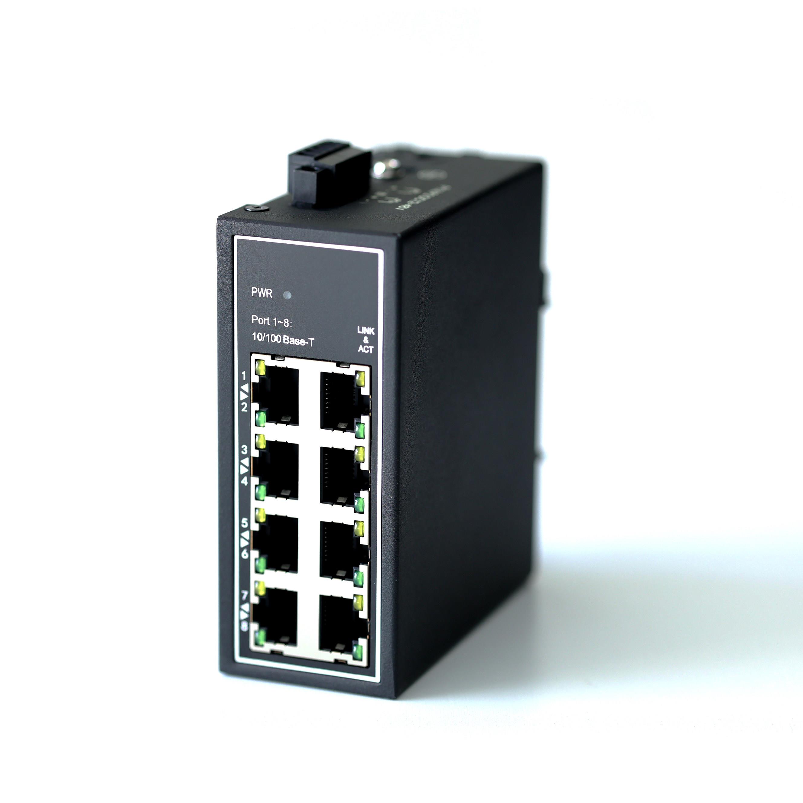 雾海(WIWAV) WDH-8ET-DC UL认证 DIN导轨式8口百兆安防工业交换机