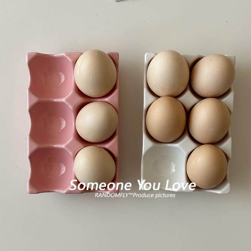 ins风高颜值陶瓷鸡蛋托收纳格创意可爱可叠放冰箱保鲜储物格,餐饮具,碟,淘宝优惠券,粉丝福利购,淘宝优惠卷