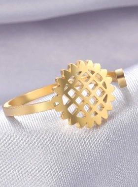 热卖爆款直销小众时髦气质元气镂空向日葵开口女生戒指