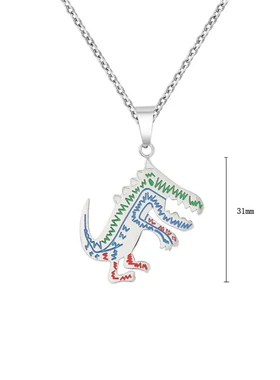 p0737 个性网红ins小恐龙钛钢吊坠项链 简约韩版项链