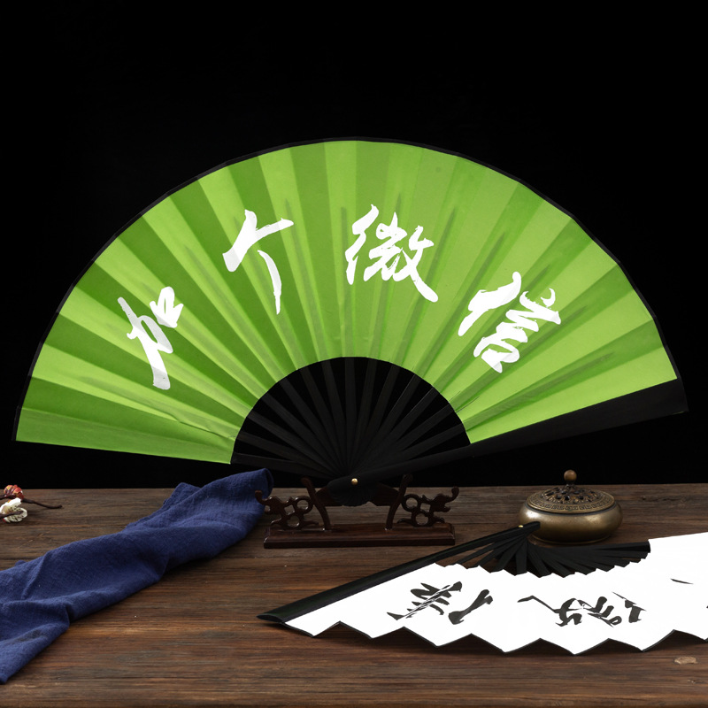 酒吧蹦迪网红扇子广告古风国潮礼品工艺折叠绢布扇子折扇