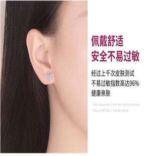 耳针百搭简约耳饰圣诞节礼物 925微镶雪花耳钉银女气质韩国个性