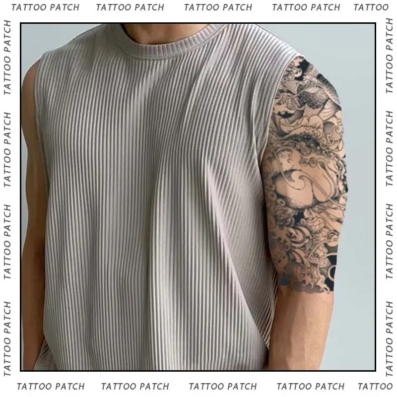 半甲草本半纹身贴男防水持久旧传统霸气个性半不反光果汁