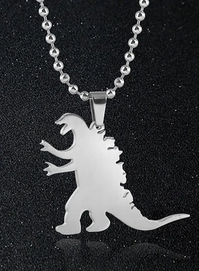 日本电影 哥斯拉恐龙吊坠不锈钢项链 速卖通wish