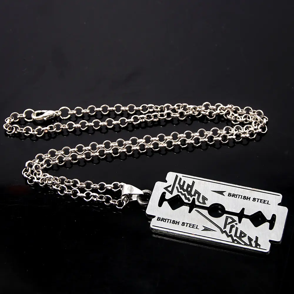英国摇滚乐队 judas priest 剃须刀刀片项链创意吊坠金属挂件饰品