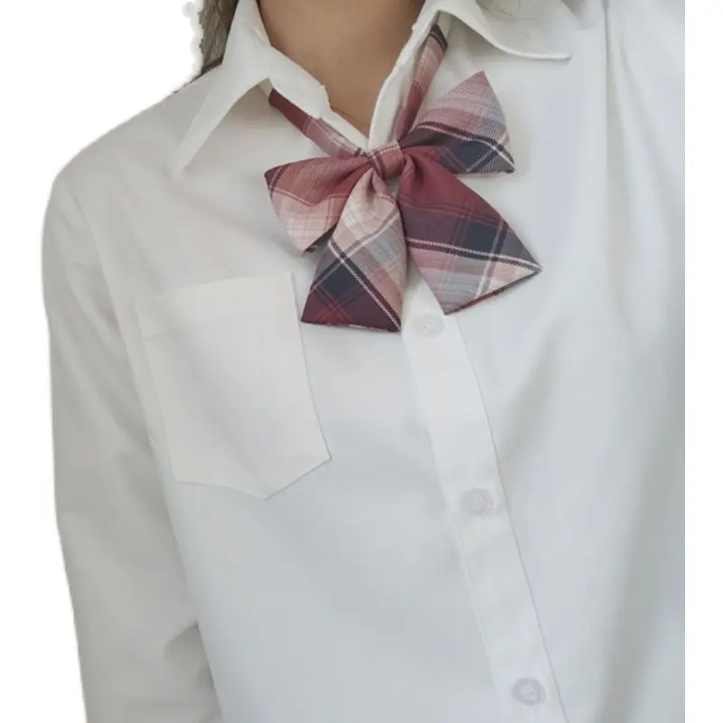 日系jk制服长袖角襟衬衫基础款学生尖领奶白色衬衫上衣