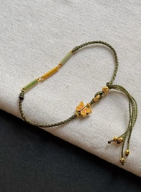 2024新款烧蓝滴油手绳绿色时尚百搭好运手链古法珐琅饰品