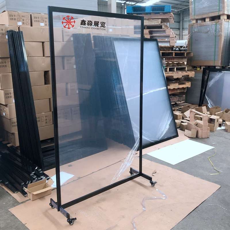 立式防飞沫屏风 疫情移动活动透明隔断 亚克力易拆装酒店学校隔间