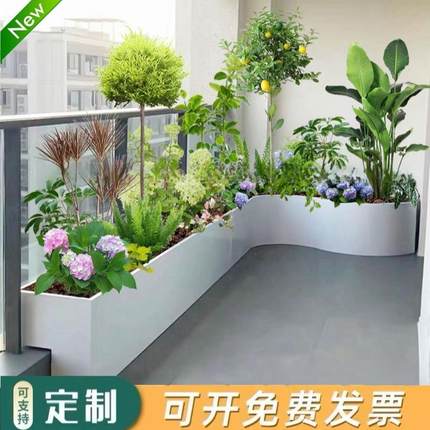 转角弧形户外不锈钢花箱组合花槽花盆阳台商业街隔断种植箱定制