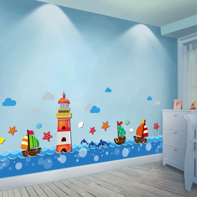 防水贴纸墙纸自粘玻璃门贴浴室卫生间瓷砖装饰儿童贴画游泳馆海洋,家居饰品,软装墙贴,淘宝优惠券,粉丝福利购,淘宝优惠卷