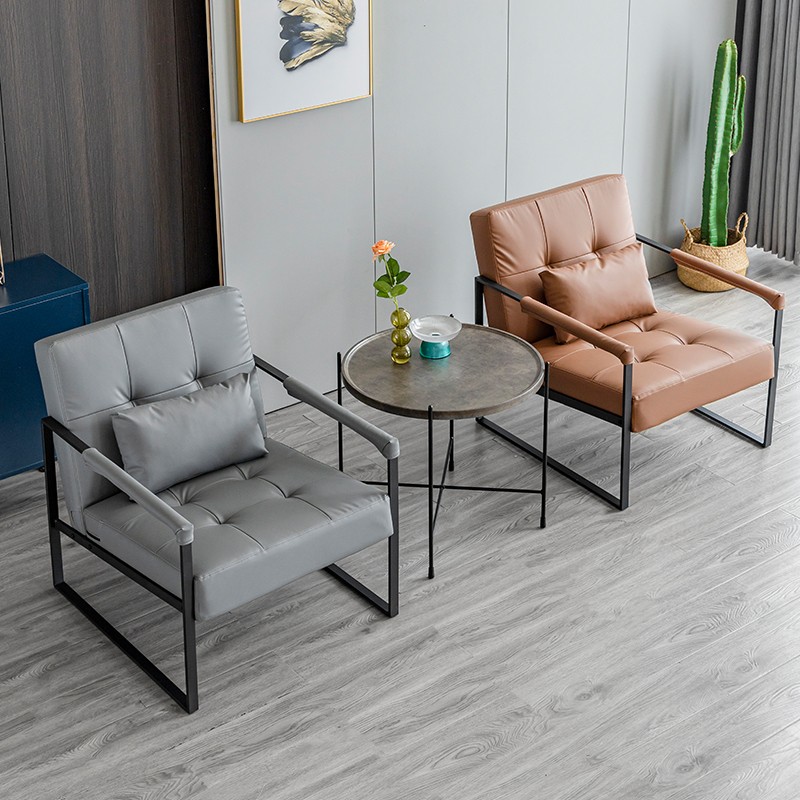 铁艺休闲椅客厅阳台懒人椅北欧简约组合茶几咖啡厅桌椅子轻奢意式