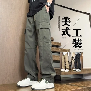 冲锋裤男款美式工装裤子男士2025夏季薄款直筒冰丝休闲长裤户外男