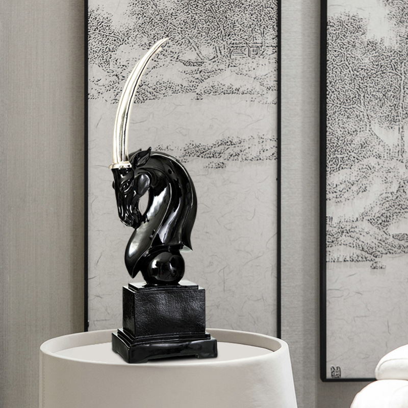 创新羚羊头现代简约桌面树脂摆件室内办公室摆设工艺品装饰品欧式