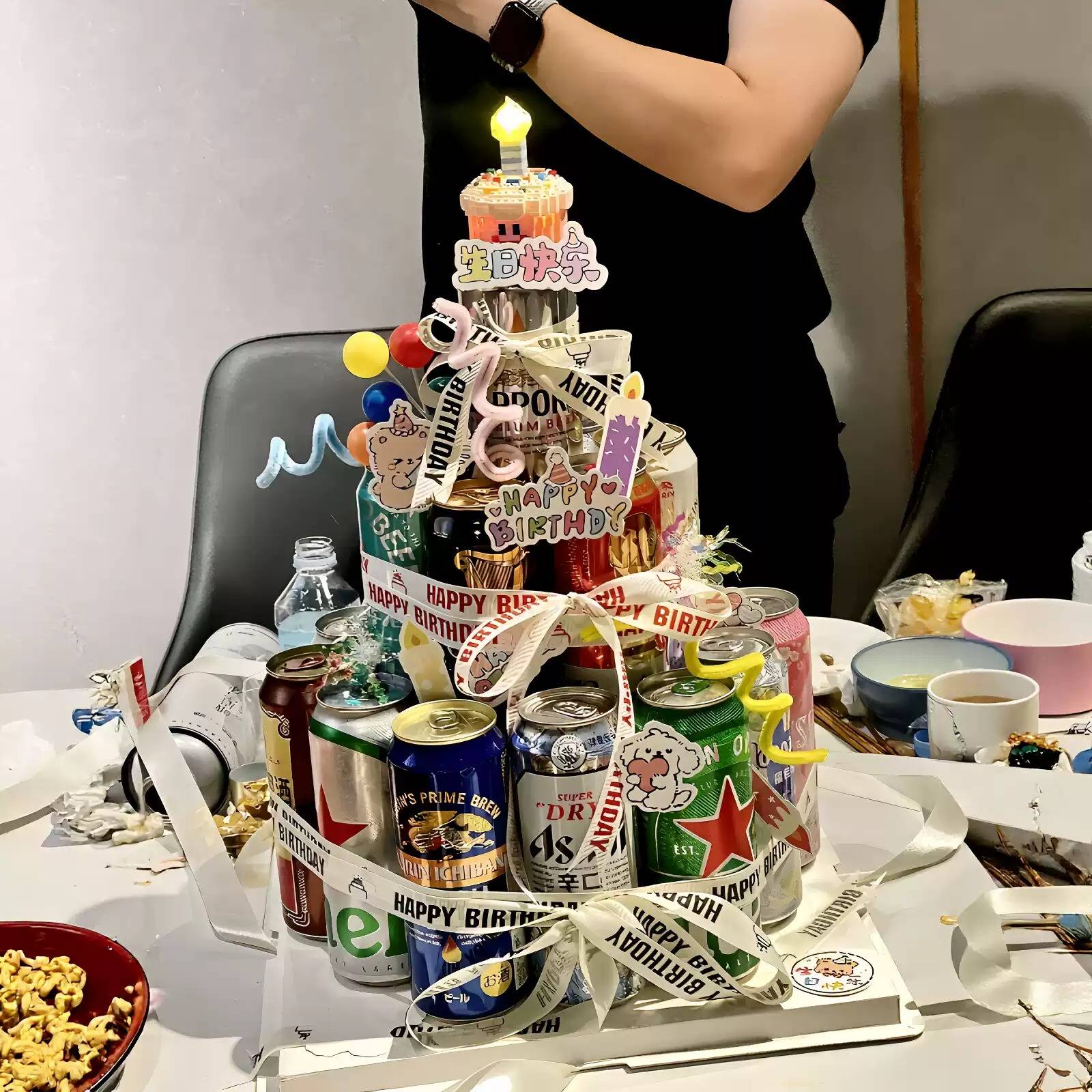 啤酒蛋糕DIY材料包生日奶油丝带